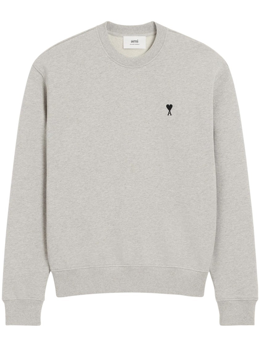 Ami Classic Crewneck Sweater With Ribbed Cuffs