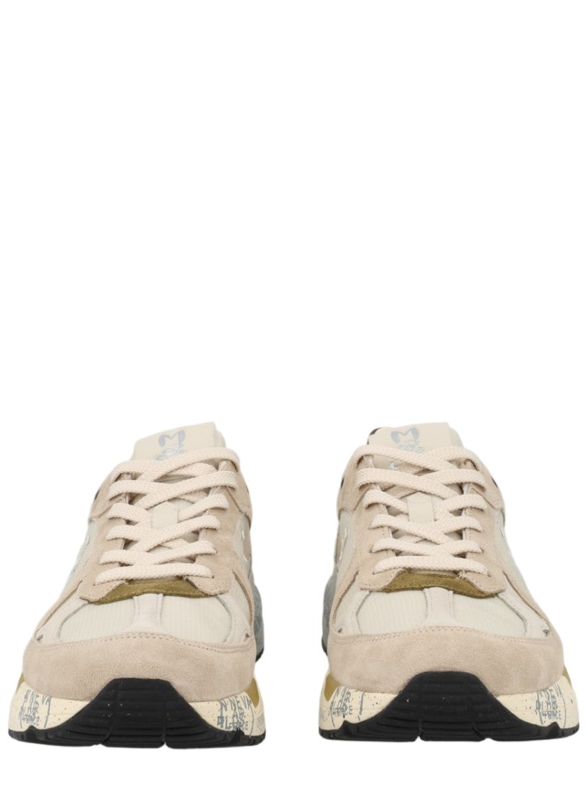 Premiata Layered Sneakers With Textured Sole And Olive Accents