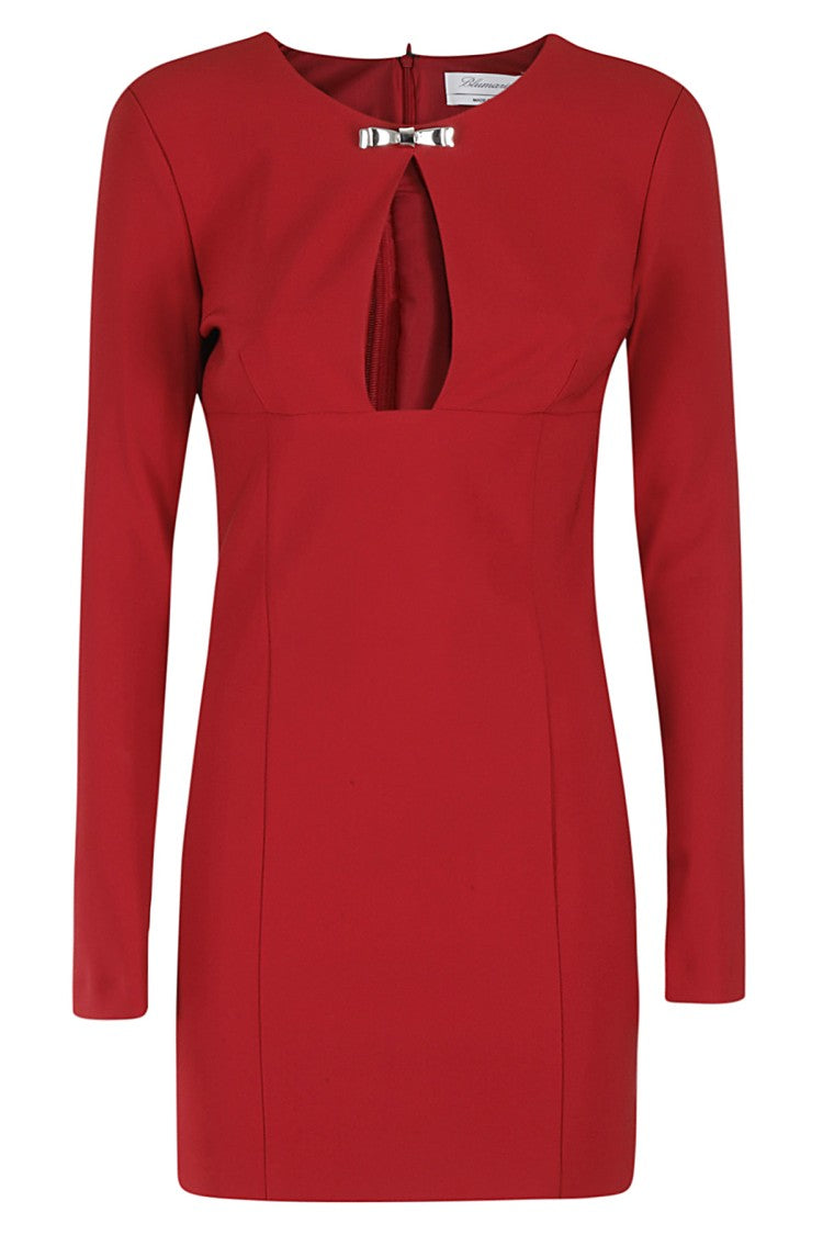 Blumarine Bijou Bow Brooch Jersey Mini Dress