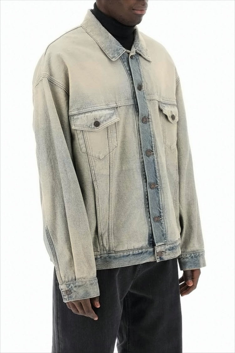 Balenciaga Faded Denim Jacket With Oversized Fit