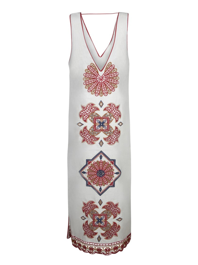 Farm Rio Midi Dress With Multicolored Embroidery