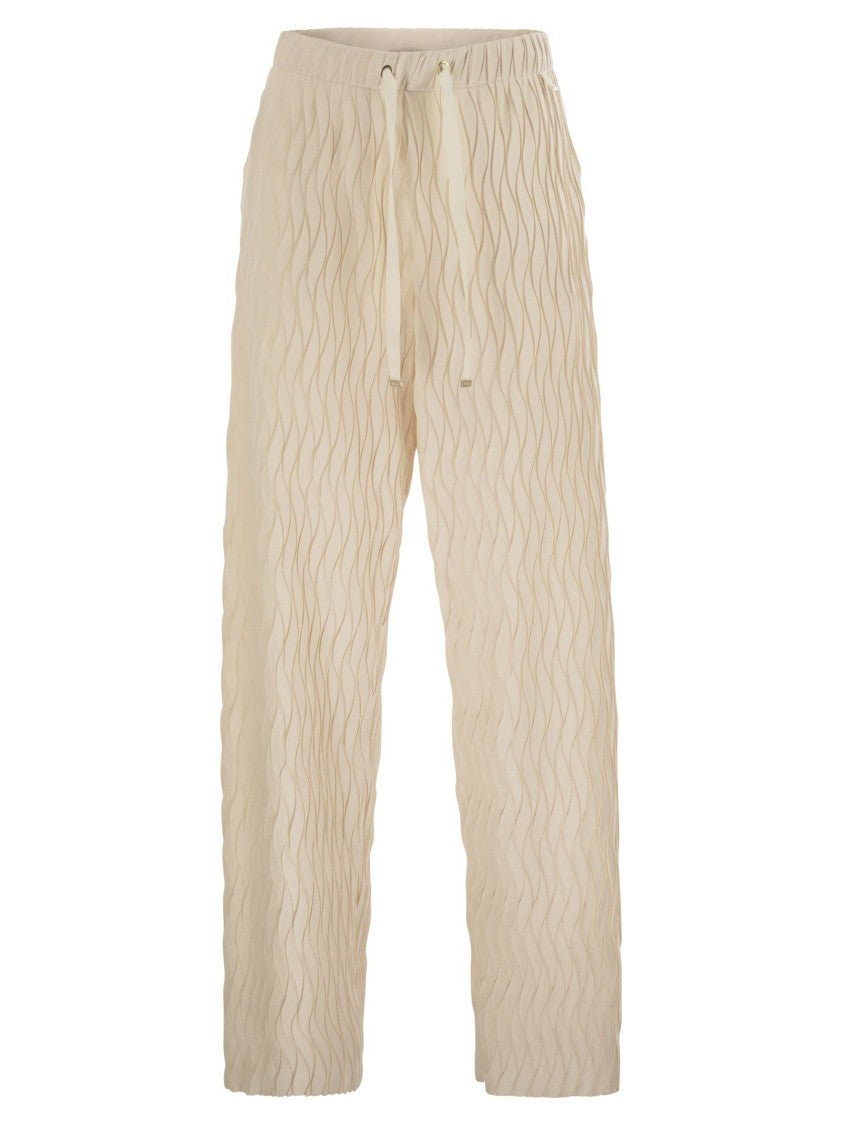 Herno Trousers With Crumpled Effect And Wavy Pattern