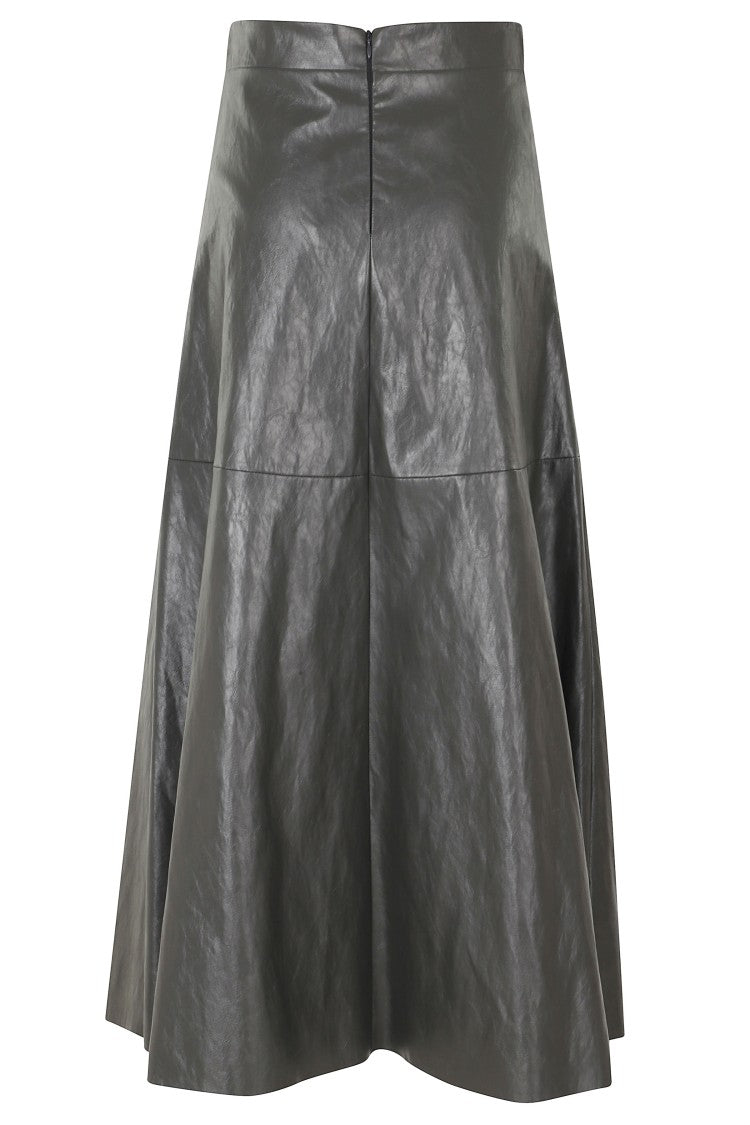 Federica Tosi Anthracite Leather Metal Trim Circle Polyurethane Skirt