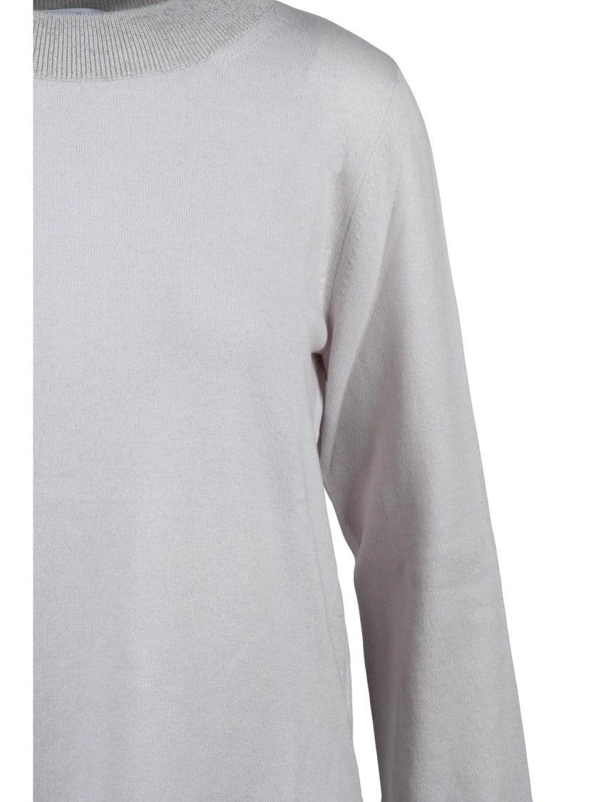 Gran Sasso Cashmere Blend Crew Neck Pullover With Subtle Shimmer