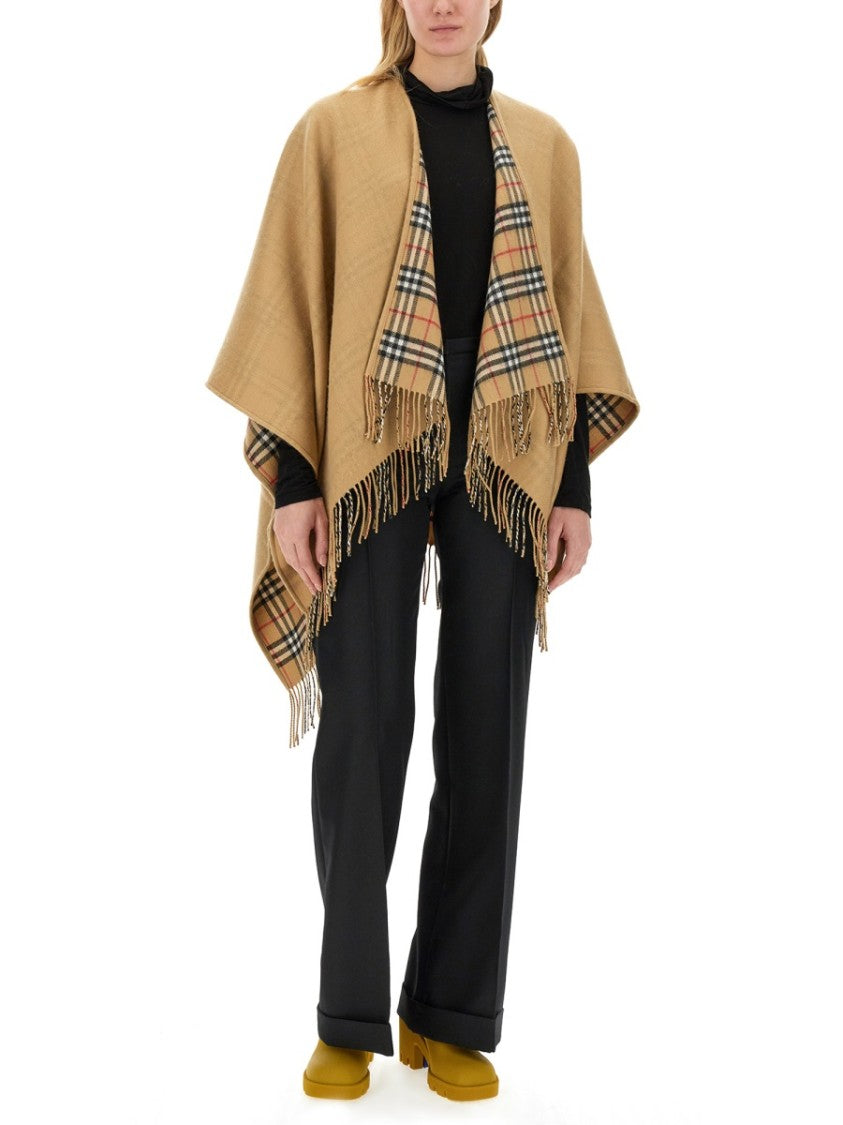 Burberry Mantella Reversibile In Lana Check