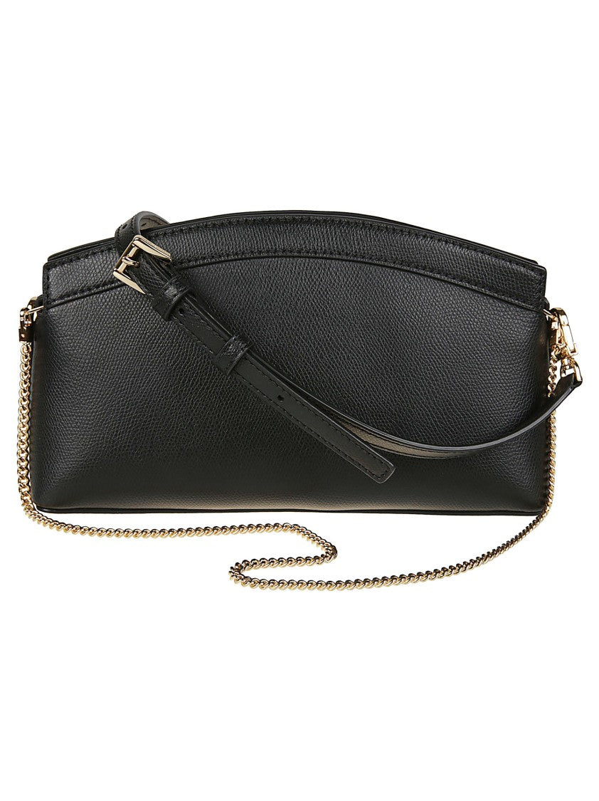 Michael Kors Small Athena Black Leather Crossbody Clutch