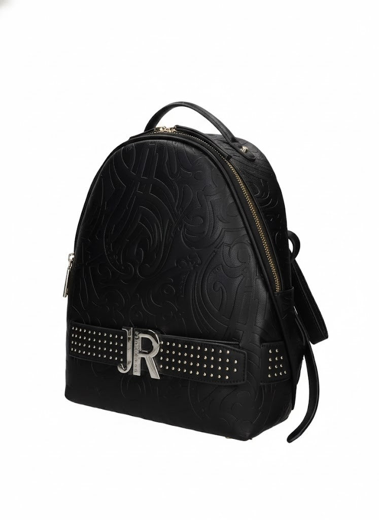 Richmond Embossed Black Backpack With Metallic Accents