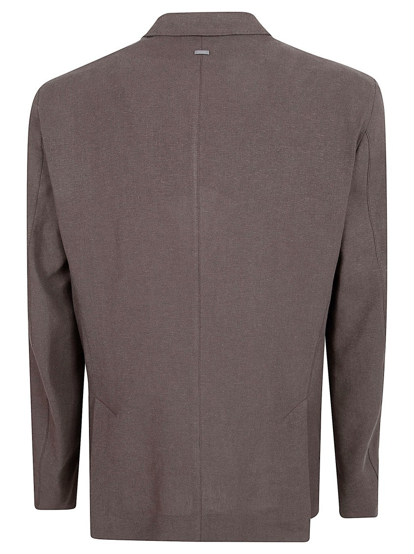 Herno Tailored Linen-Cotton Blend Jacket With Notch Lapel