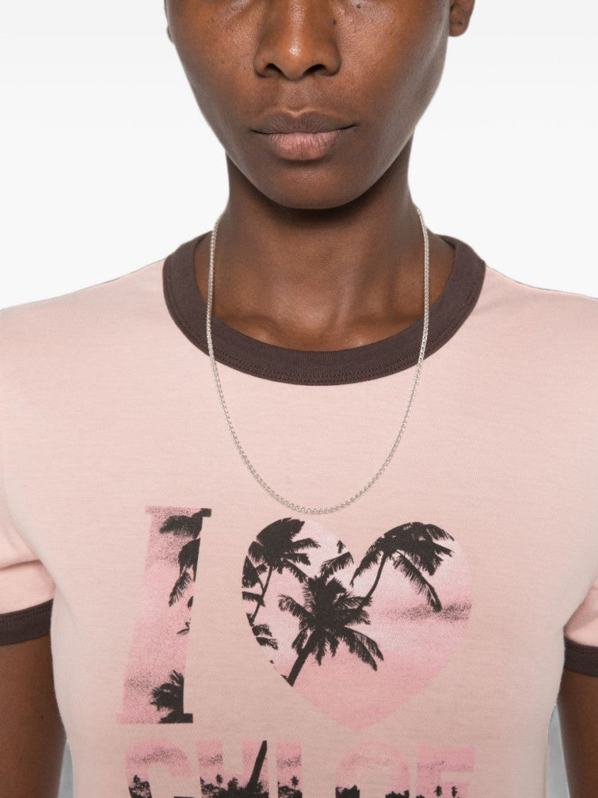 Chloé Short-Sleeved Palm Tree Graphic T-Shirt