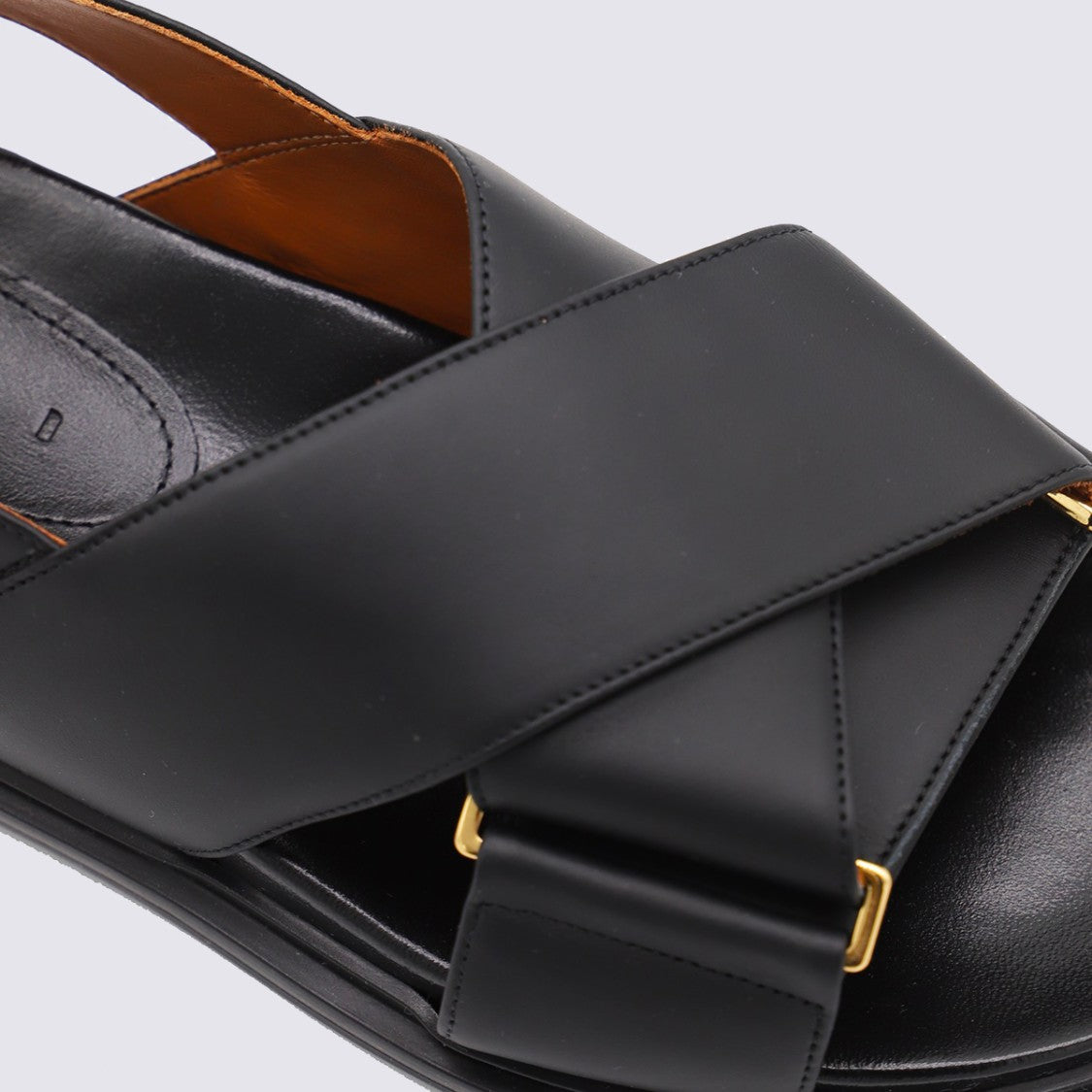 Marni Padded Black Sandals With Gold-Tone Hardware Accents