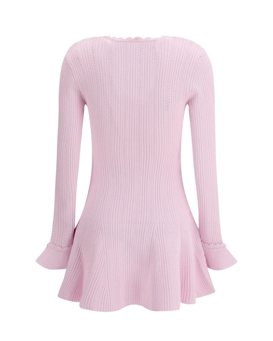 Self-Portrait Pearl-Embellished Open-Knit Mini Dress