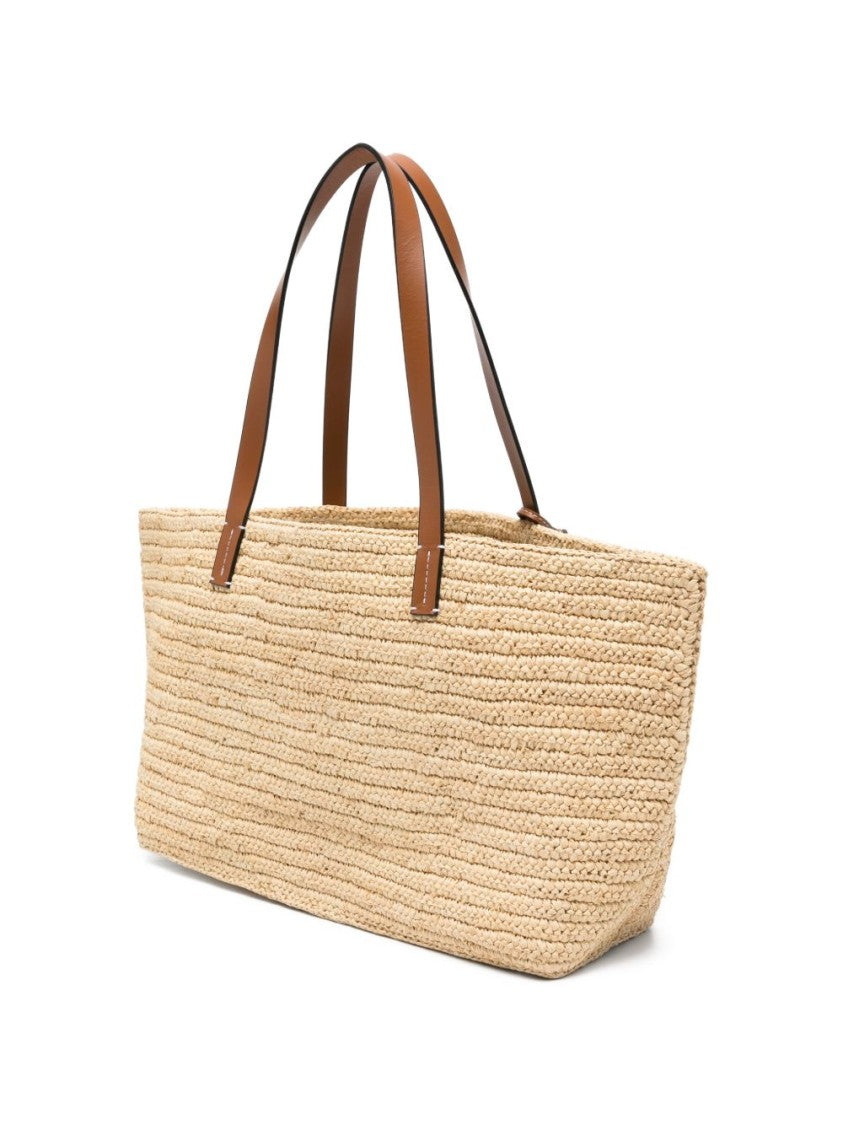Manebi Rectangular Woven Leather Strap Tote Bag