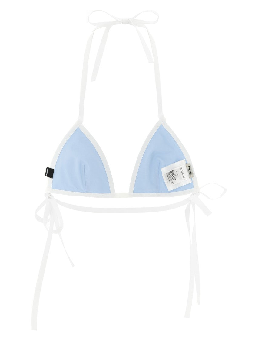 Miu Miu Triangle Poplin Bikini Top With Contrast Piping