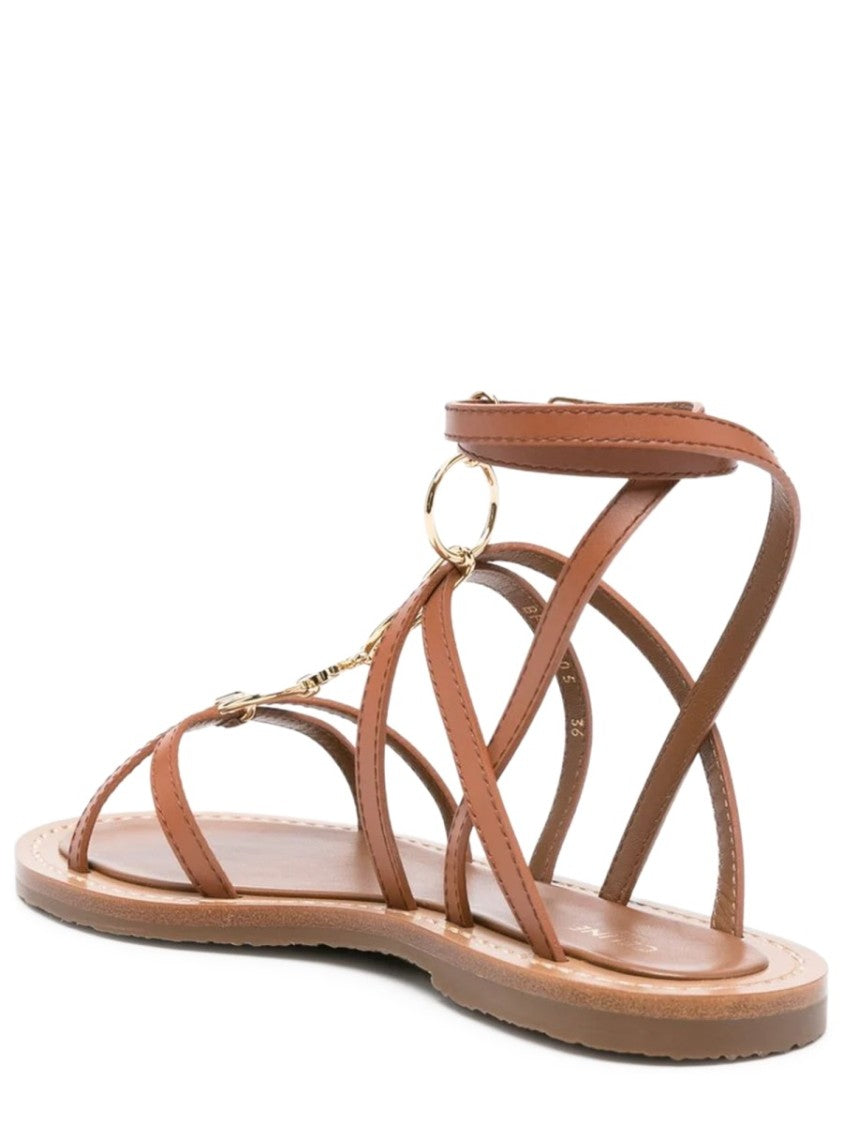 Celine Brown Lympia Calf Leather Sandals