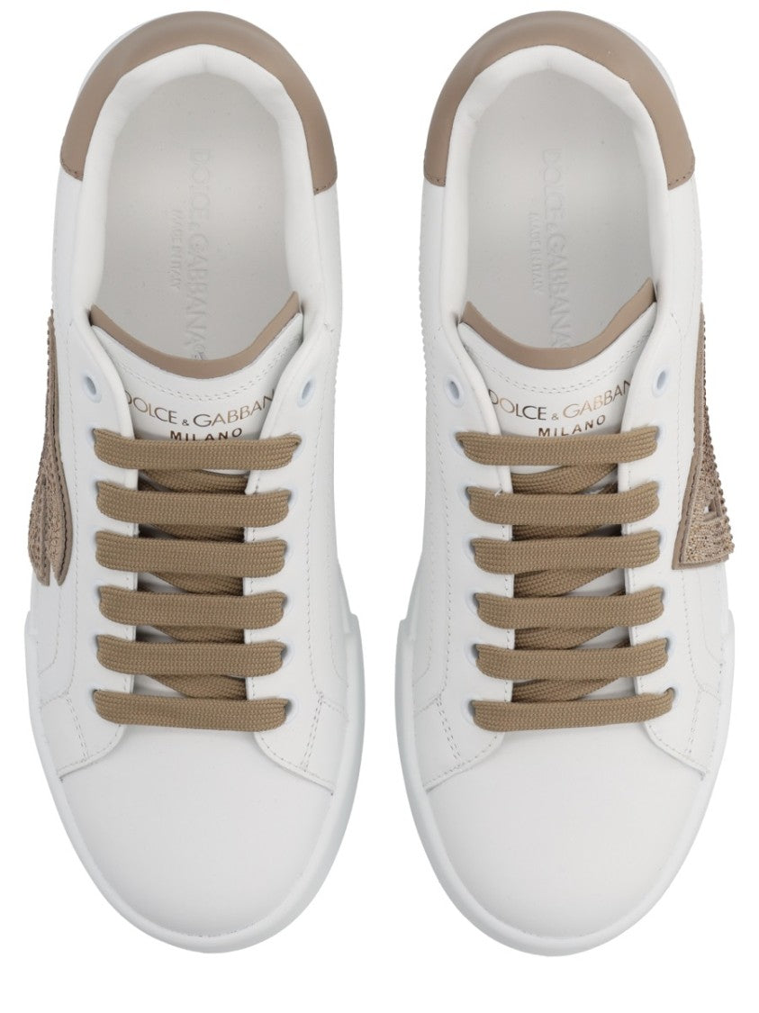 Dolce & Gabbana Low-Top White Leather Sneakers