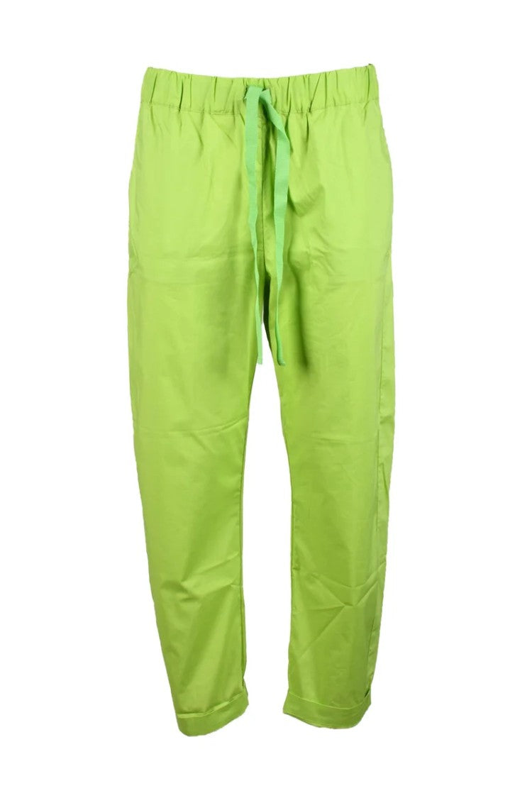 Semi Couture Cropped Cotton Trousers With Relaxed Fit And Drawstring Waistband