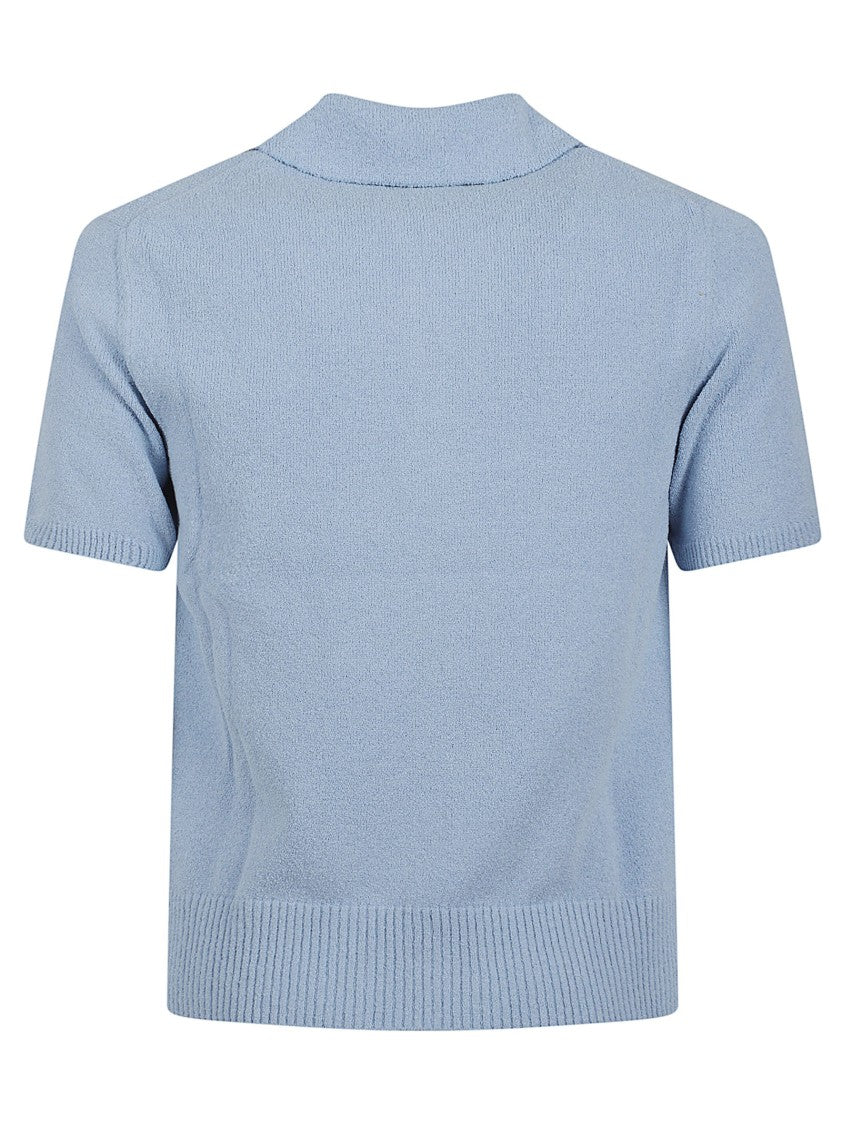 Dolce & Gabbana Textured Knit Polo Shirt With Ribbed Hem