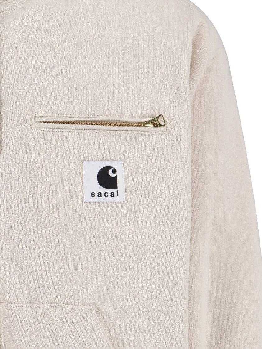 Sacai Cotton Zip Jacket With Contrasting Logo Patch