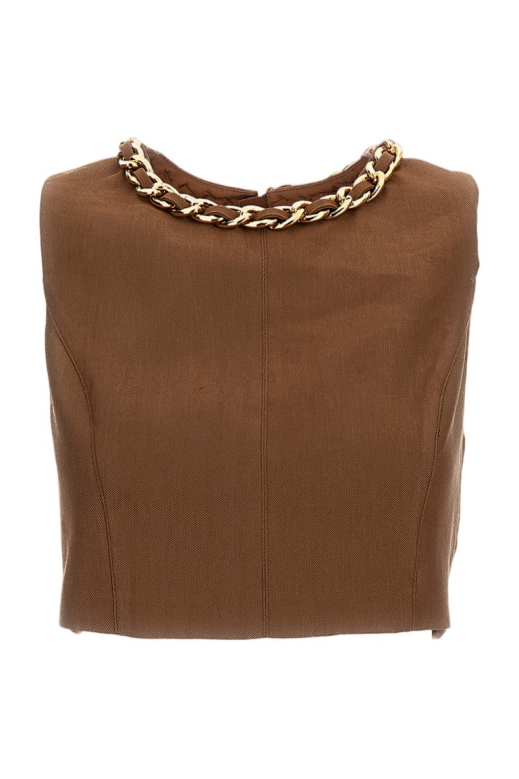 Elisabetta Franchi Cropped Linen-Blend Top