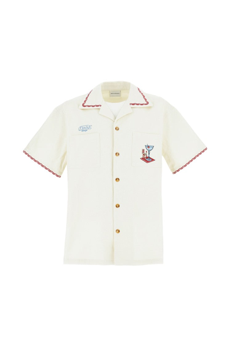 Drôle De Monsieur Loose Fit Cotton Bowling Shirt With Cuban Collar