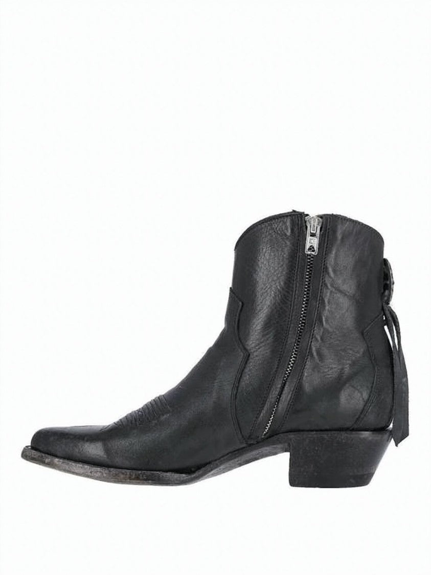 Comme Des Garçons Pointed Toe Ankle Boots With Low Stacked Heel