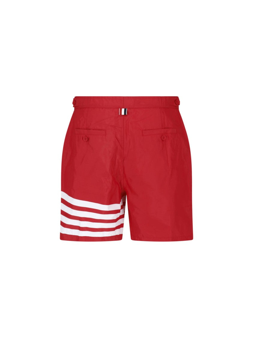 Thom Browne Red 4-Bar Fabric Shorts