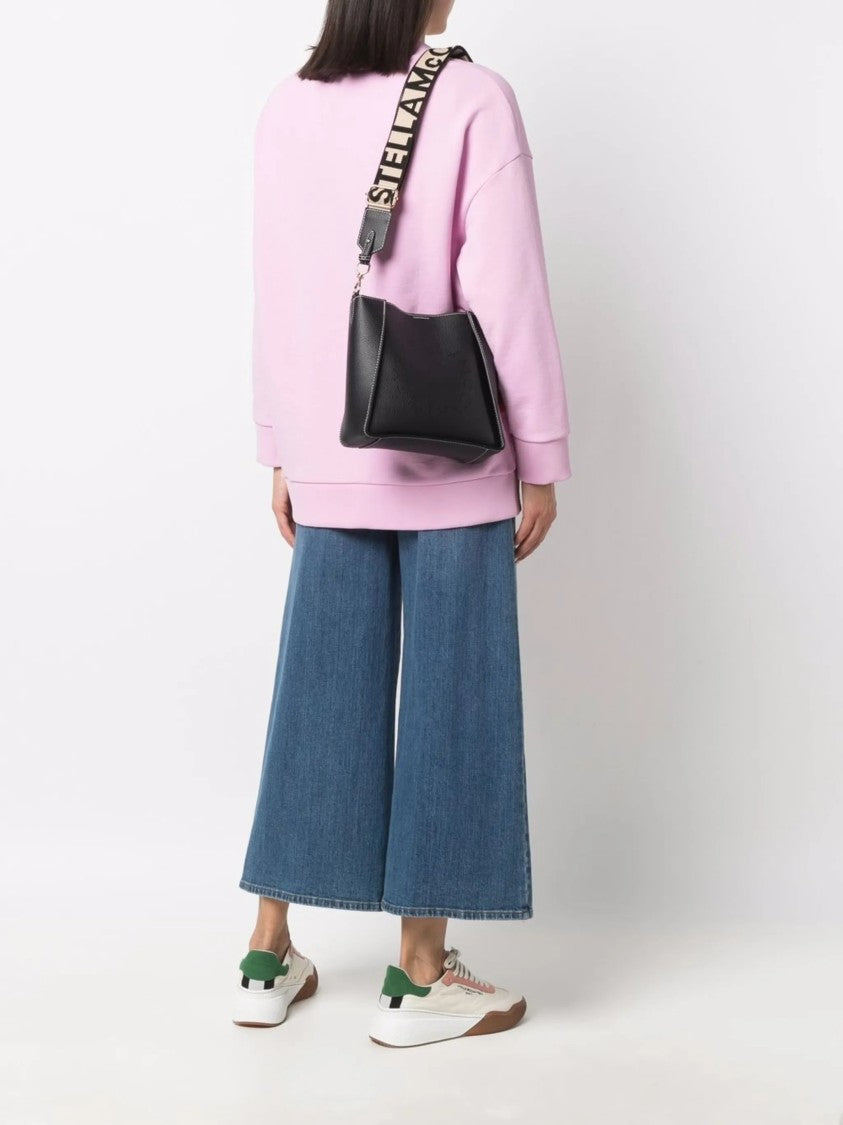 Stella Mccartney Black Polyamide Perforated Logo Tote Bag