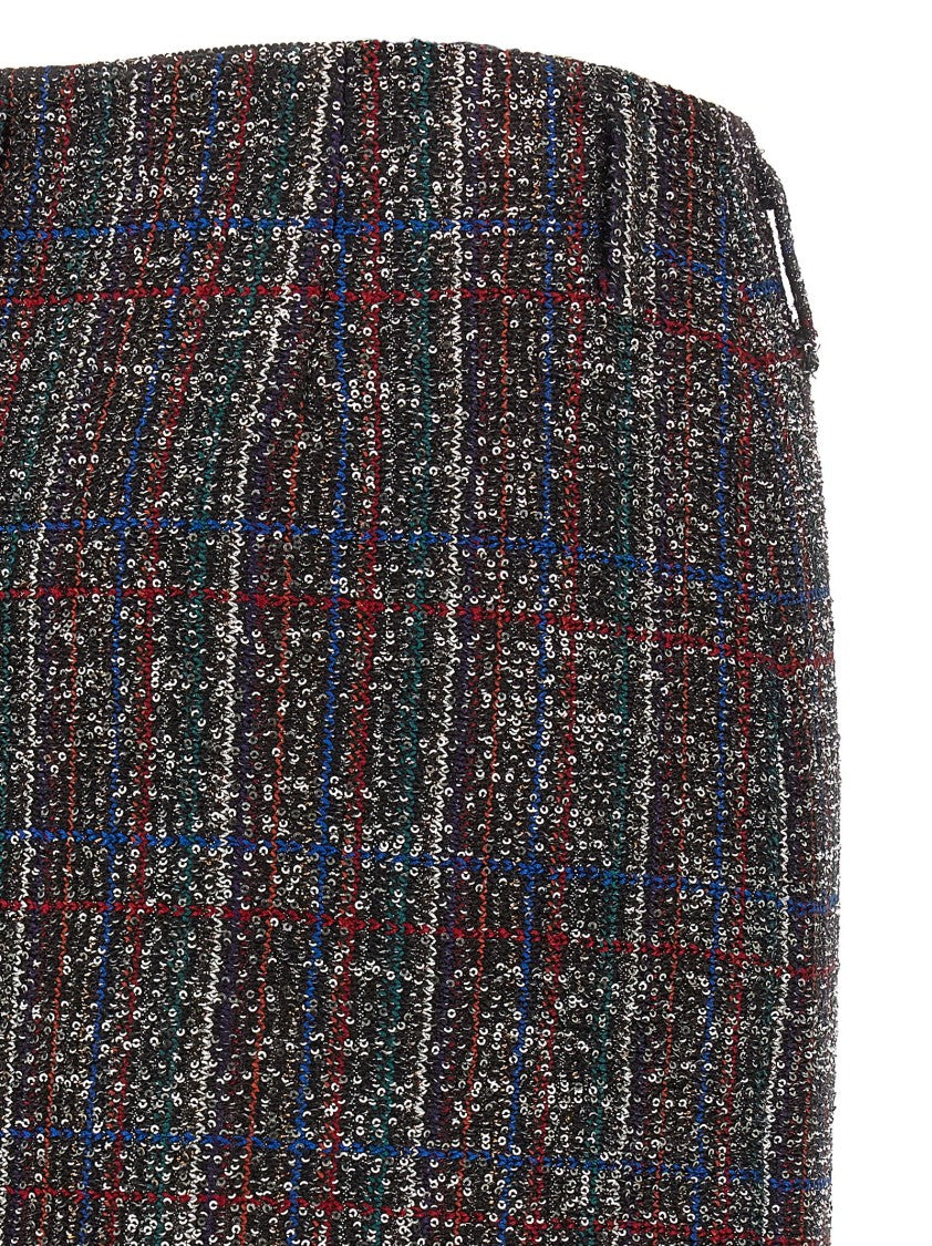 Missoni Sequin-Enhanced Tartan Mini Skirt With Side Zip Closure