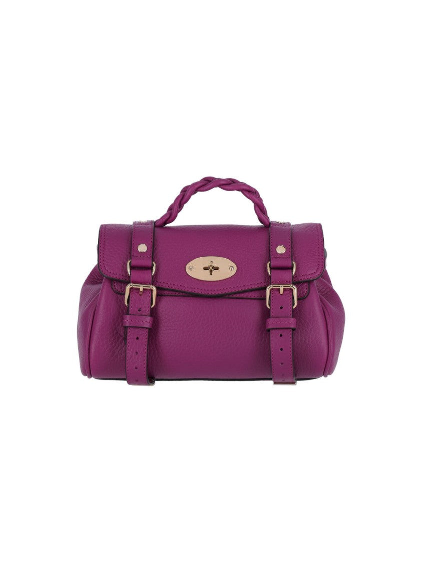 Mulberry Mini "Alexa" Bag In Textured Purple Leather