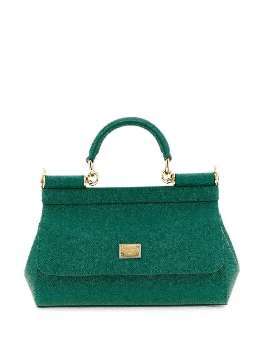 Dolce & Gabbana Green Textured Calf Leather Shoulder Bag