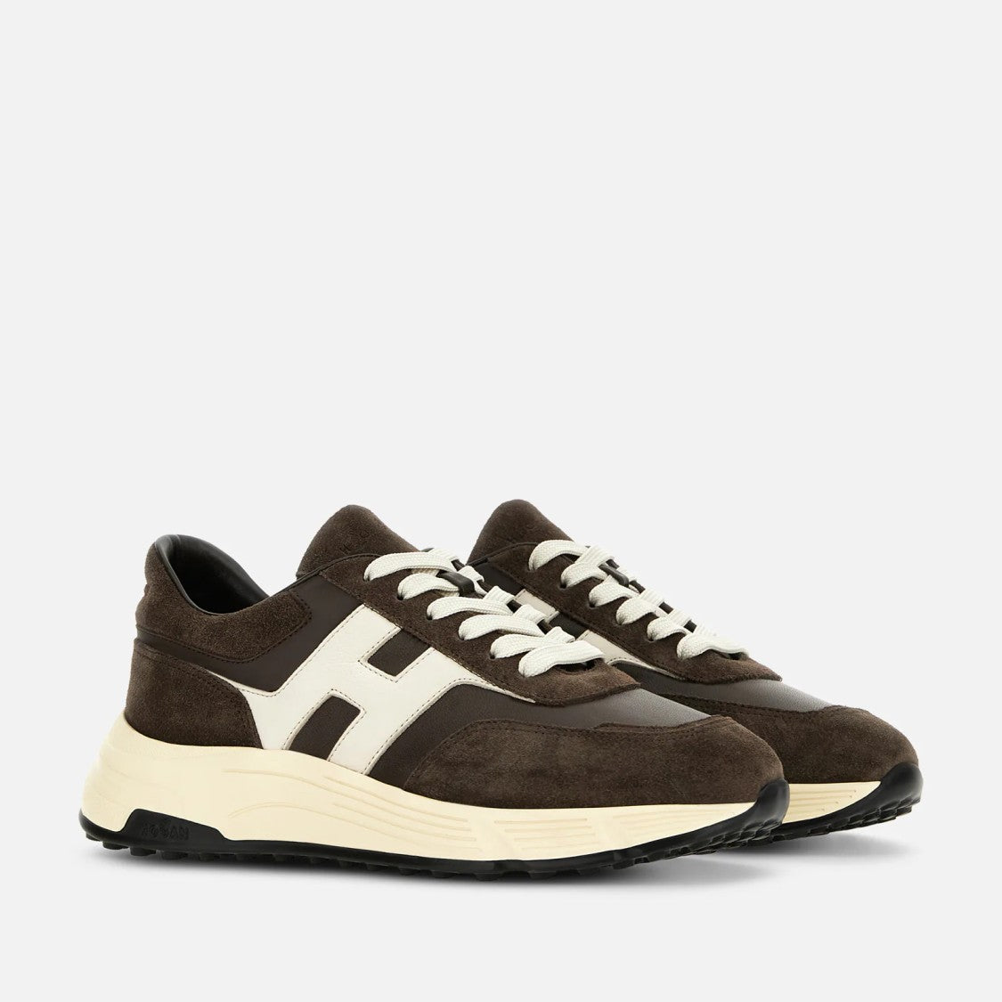 Hogan Refined Brown Calfskin And Mutton Leather Sneakers