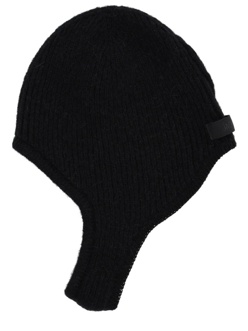 Jacquemus Ribbed Black Alpaca Wool Cap
