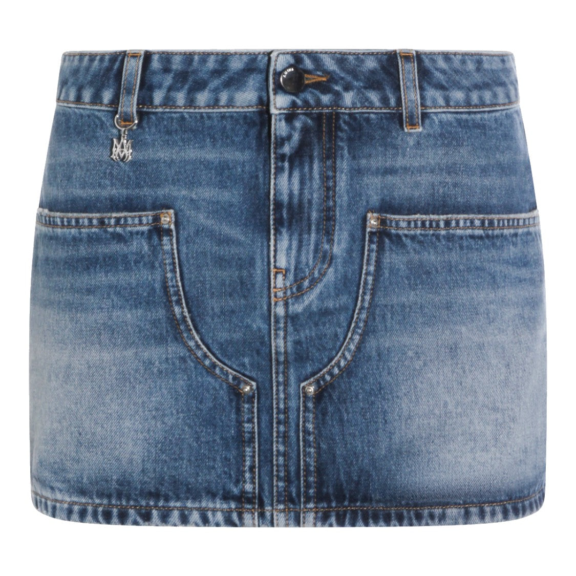 Amiri Knee-Length Blue Skirt With Smooth Texture