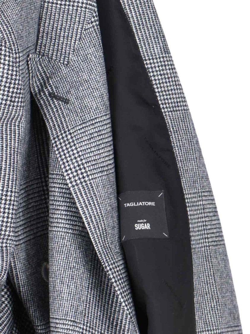 Tagliatore Houndstooth Tailored Double-Breasted Blazer And Wide-Leg Trousers