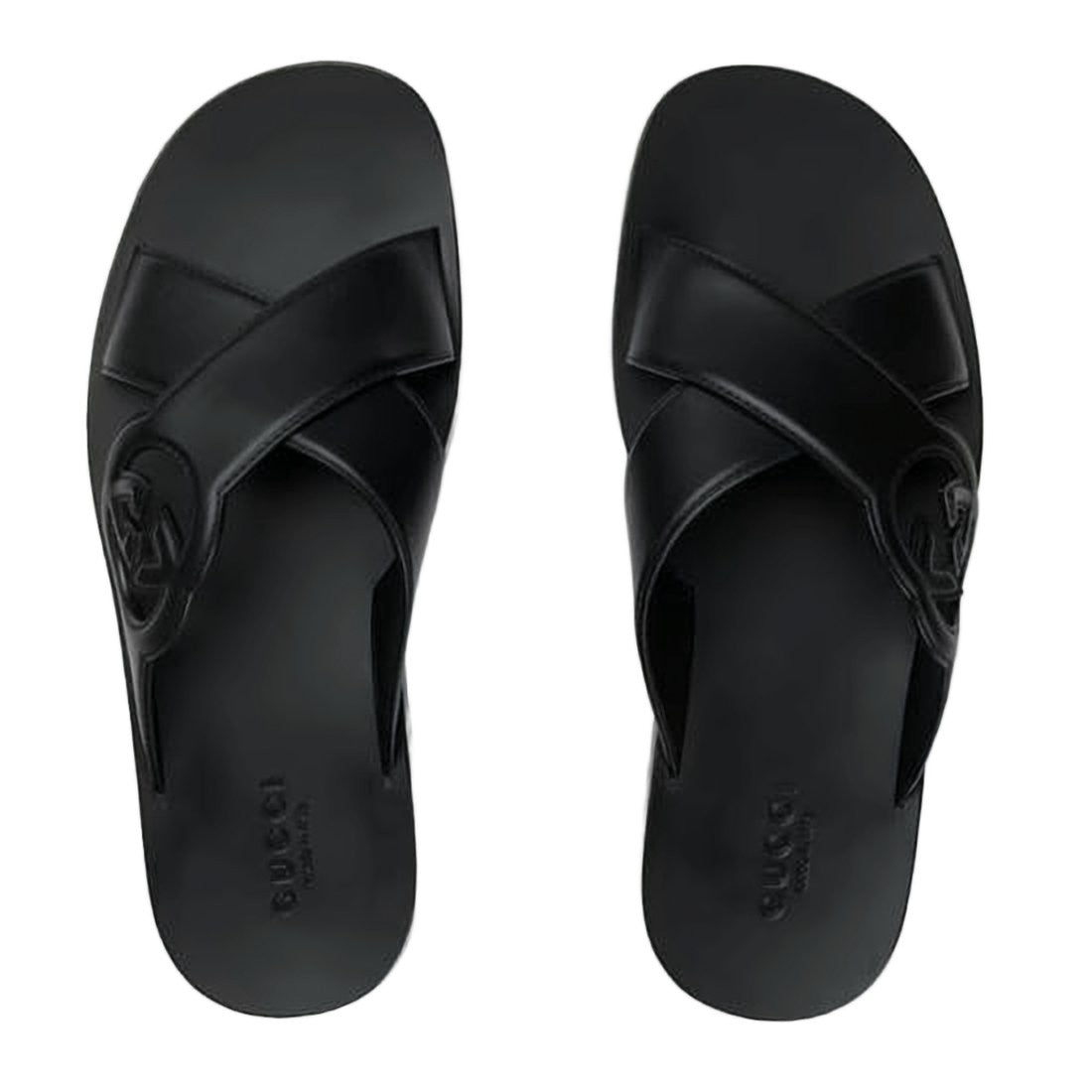 Gucci Black Leather Cross-Strap Gucci Sandals