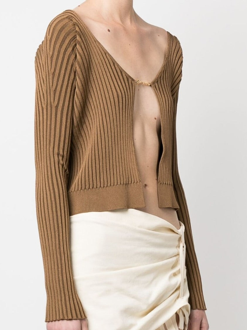 Jacquemus Ribbed Knit Cropped Cardigan With Open Design