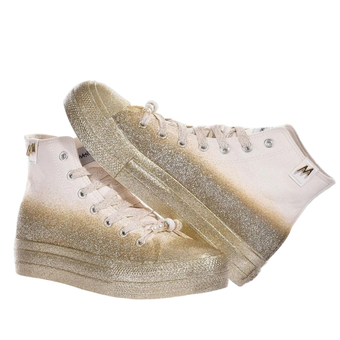 Mimanera Mimanera Airlines Platform Gold Glitter Sneakers