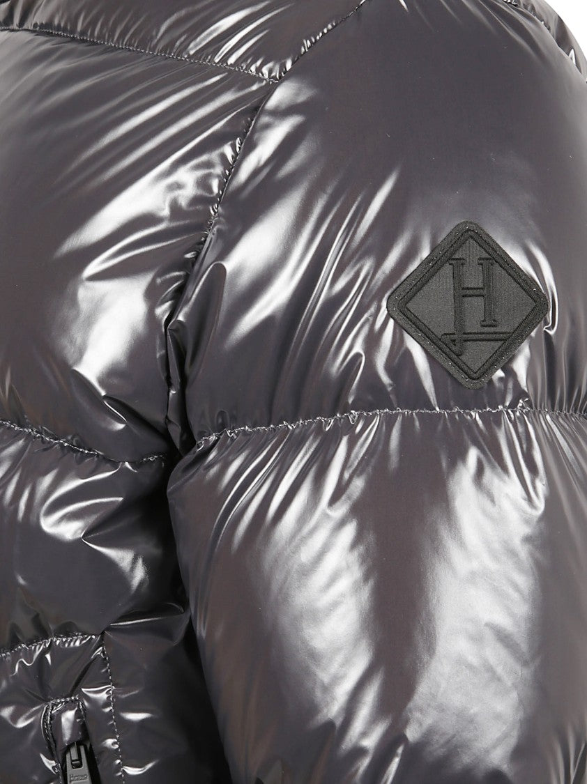 Herno Short Bomber Jacket With Gloss Lacquer-Effect