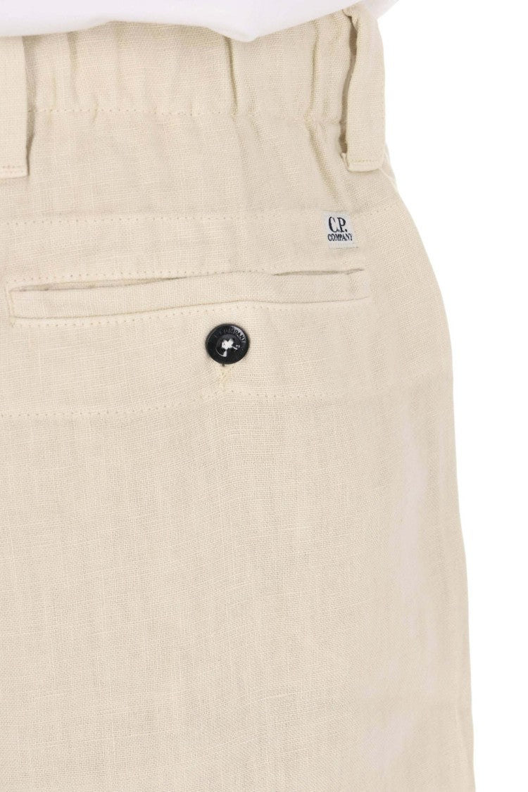 C.P. Company Cream Sak Linen Cargo Shorts
