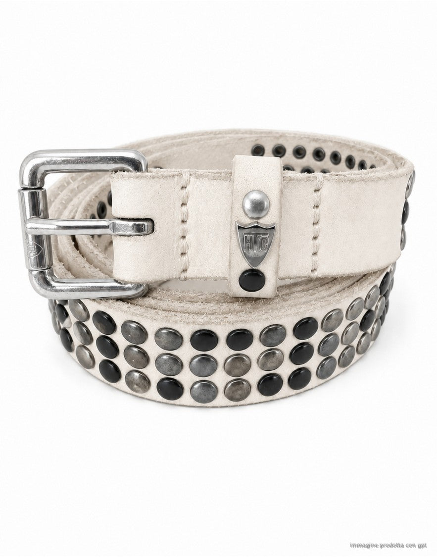Htc Los Angeles White Los Angeles 3.000 Studded Leather Belt