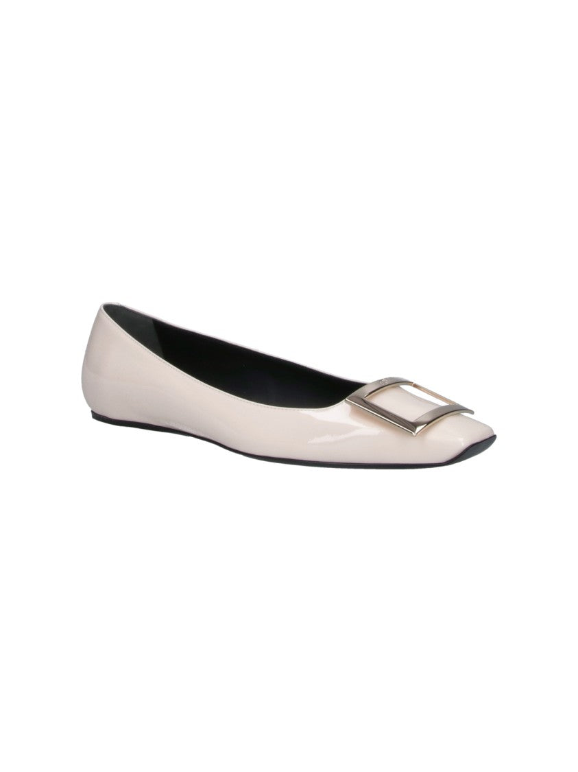 Roger Vivier White Gommette Glossy Calf Leather Flats