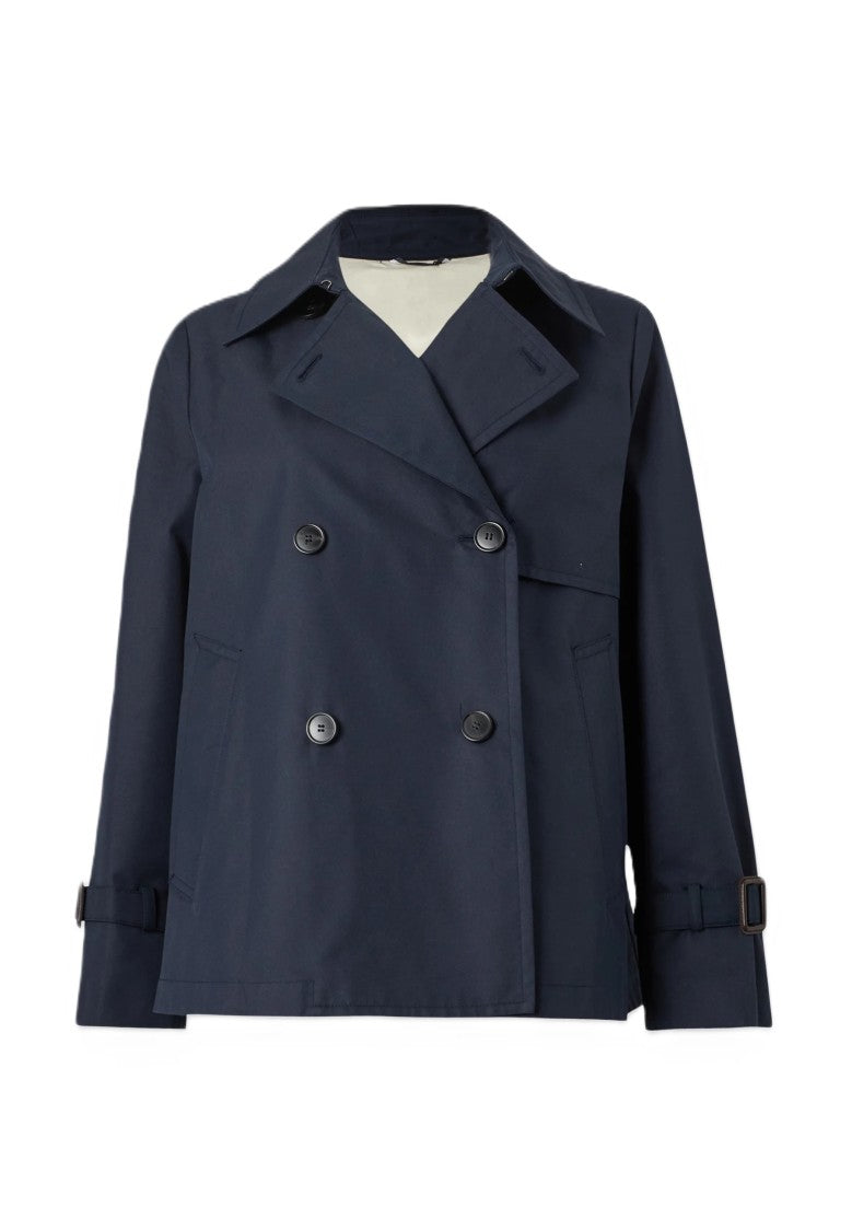 Max Mara Navy Blue Cotton Blend Rain Jacket