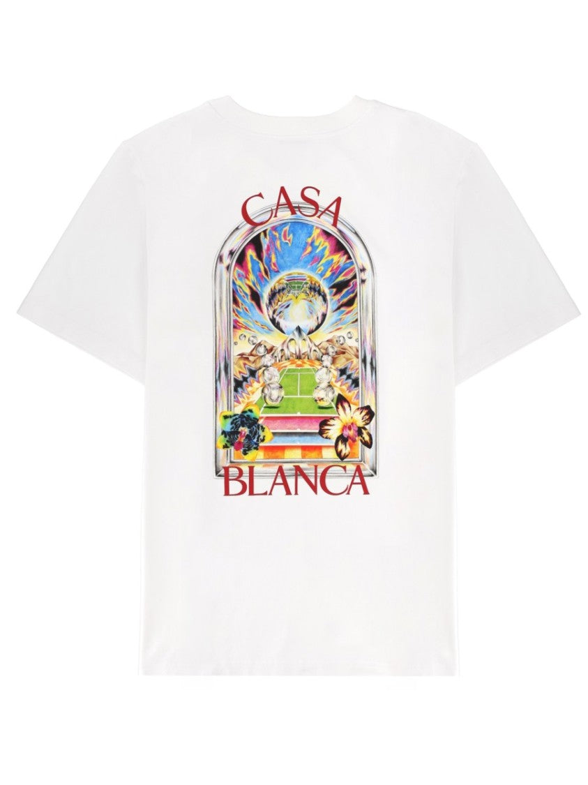 Casablanca White Artistic Floral Printed T-Shirt