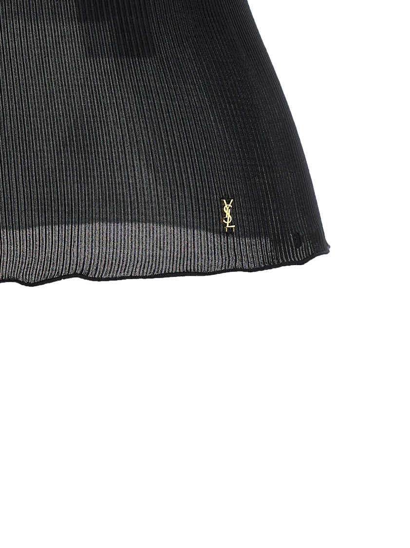 Saint Laurent 'Cassandre' Silk Jersey Ruffle Top