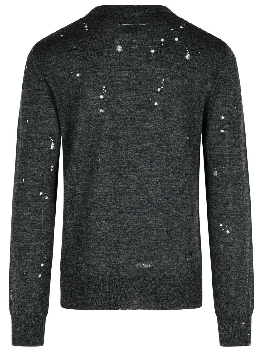 Mm6 By Maison Margiela 'Numeric' Dark Grey Virgin Wool Sweater