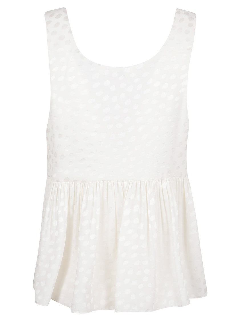 Chloé Flared Silk Top With Ruffled Hem