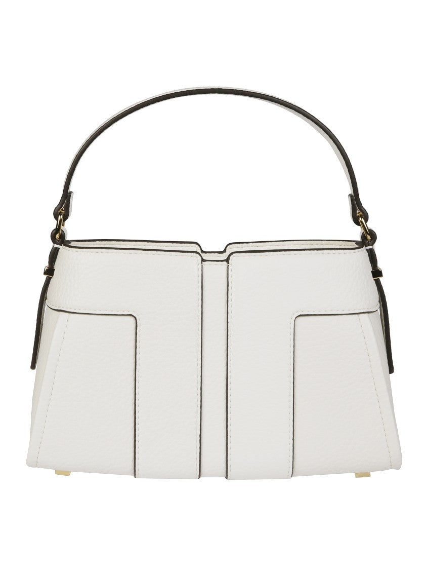 Elisabetta Franchi Structured White Handbag With Gold-Tone Accents