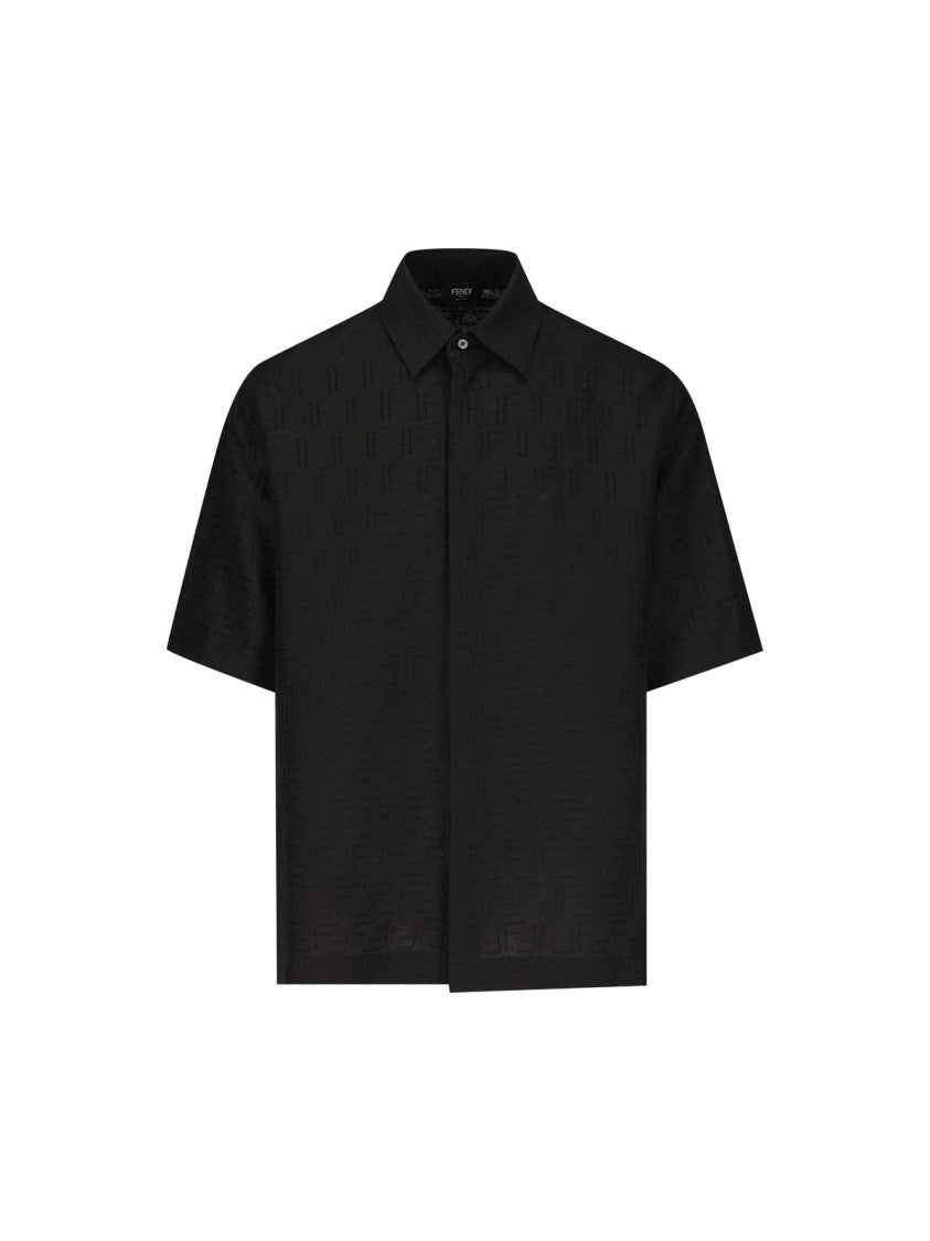 Fendi Minimalist Black Shirt With Structured Collar