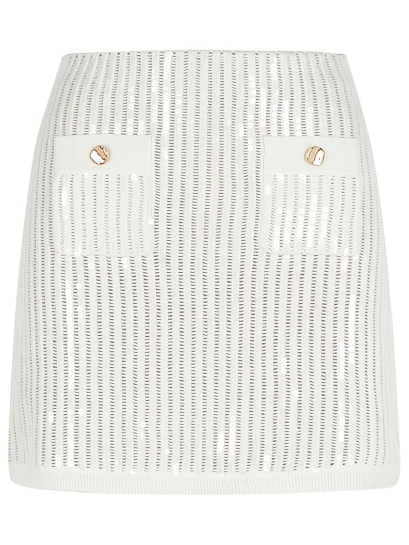 Self-Portrait Crochet' White Cotton Blend Skirt