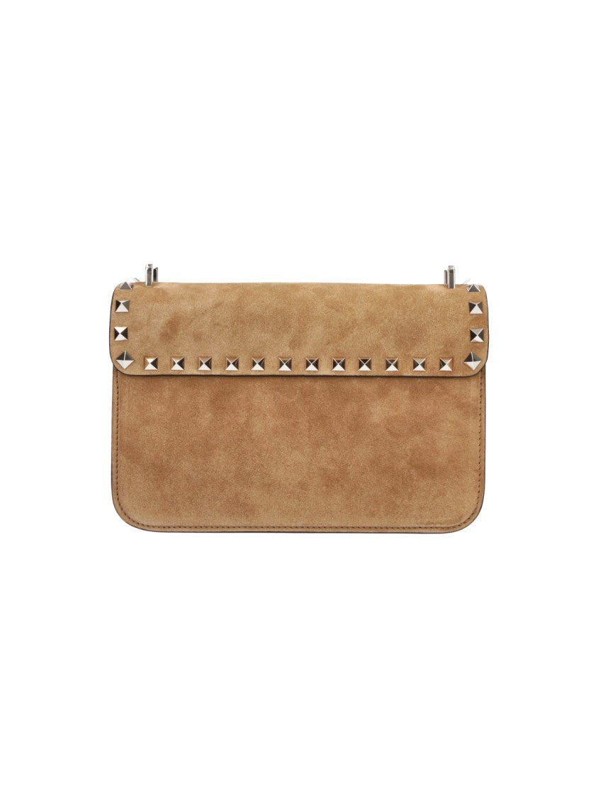 Valentino Garavani Brown Rockstud Suede Shoulder Bag